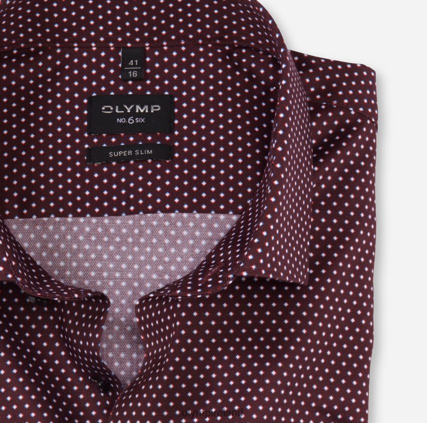 Clothing OLYMP No. Six Super Slim, Business Shirt, Modern Kent, Dark Red 24L84672