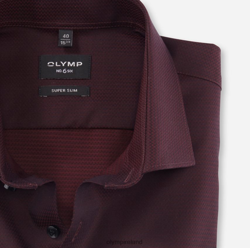 Clothing OLYMP No. Six Super Slim, Business Shirt, Modern Kent, Dark Red 24L84683