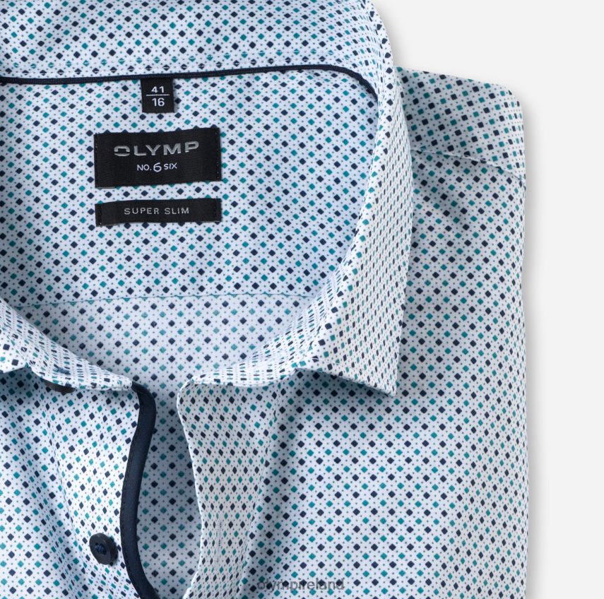 Clothing OLYMP No. Six Super Slim, Business Shirt, Modern Kent, Emerald 24L846190