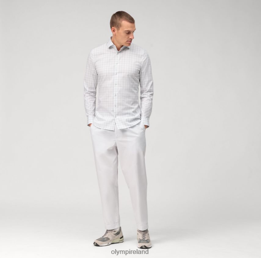 Clothing OLYMP No. Six Super Slim, Business Shirt, Modern Kent, Light Grey 24L84695