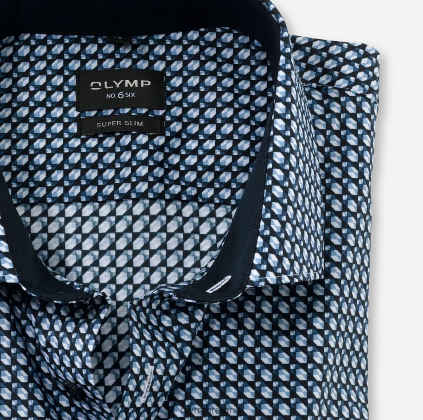 Clothing OLYMP No. Six Super Slim, Business Shirt, Modern Kent, Marine 24L846183