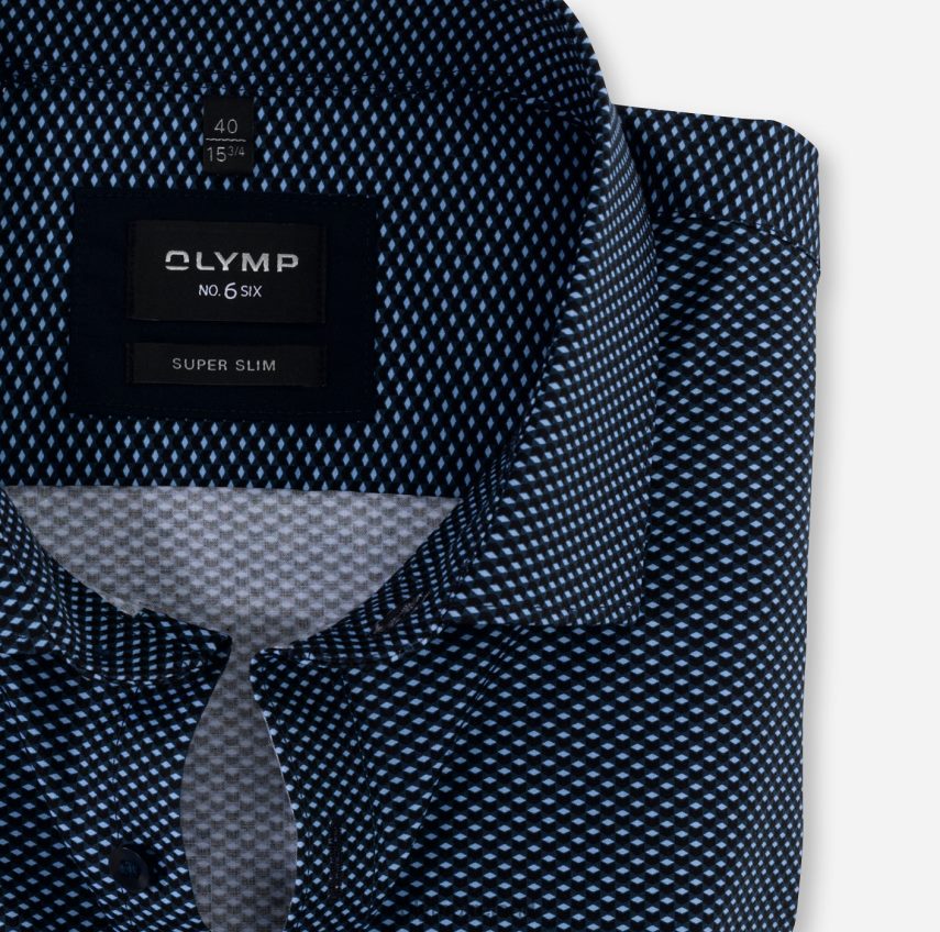 Clothing OLYMP No. Six Super Slim, Business Shirt, Modern Kent, Marine 24L846250
