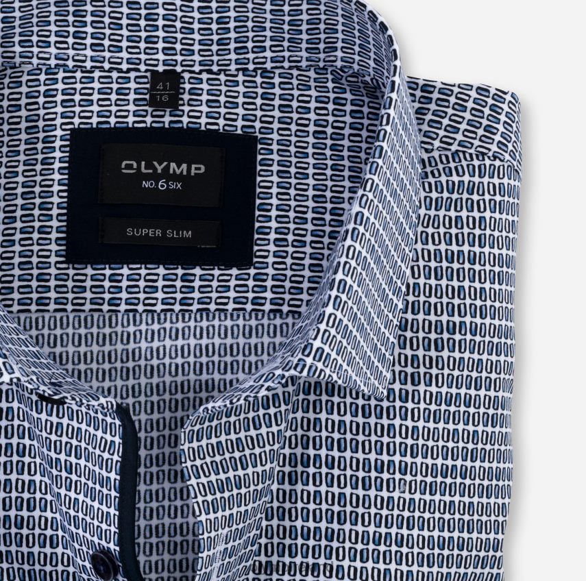 Clothing OLYMP No. Six Super Slim, Business Shirt, Modern Kent, Marine 24L846256