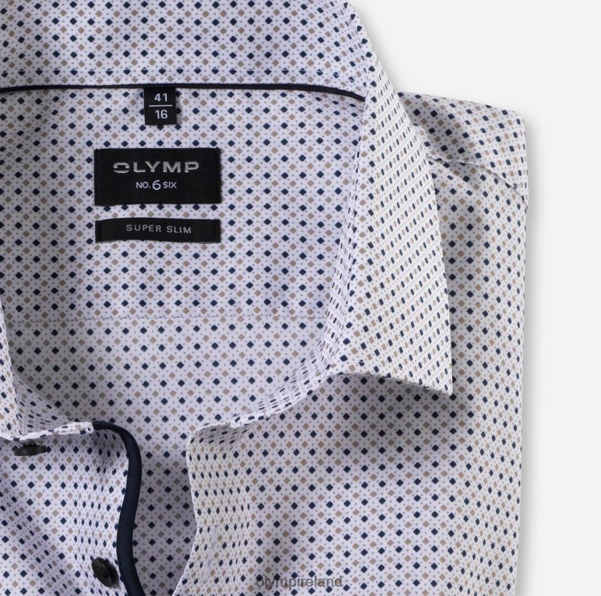 Clothing OLYMP No. Six Super Slim, Business Shirt, Modern Kent, Natural 24L846172