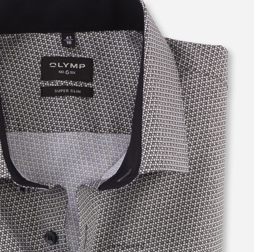 Clothing OLYMP No. Six Super Slim, Business Shirt, Modern Kent, Olive 24L846108