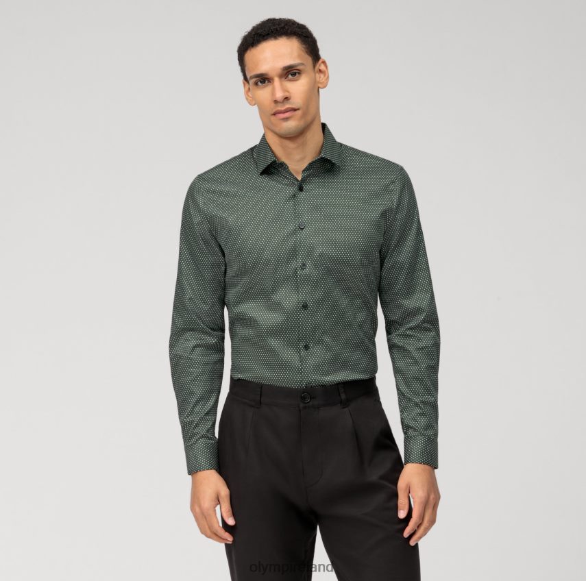Clothing OLYMP No. Six Super Slim, Business Shirt, Modern Kent, Olive 24L84651