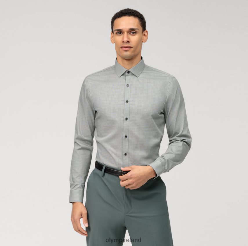 Clothing OLYMP No. Six Super Slim, Business Shirt, Modern Kent, Olive 24L84663