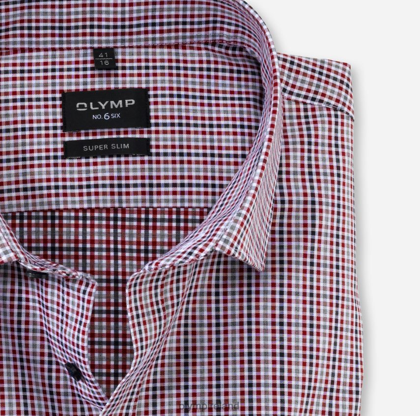 Clothing OLYMP No. Six Super Slim, Business Shirt, Modern Kent, Red 24L846244