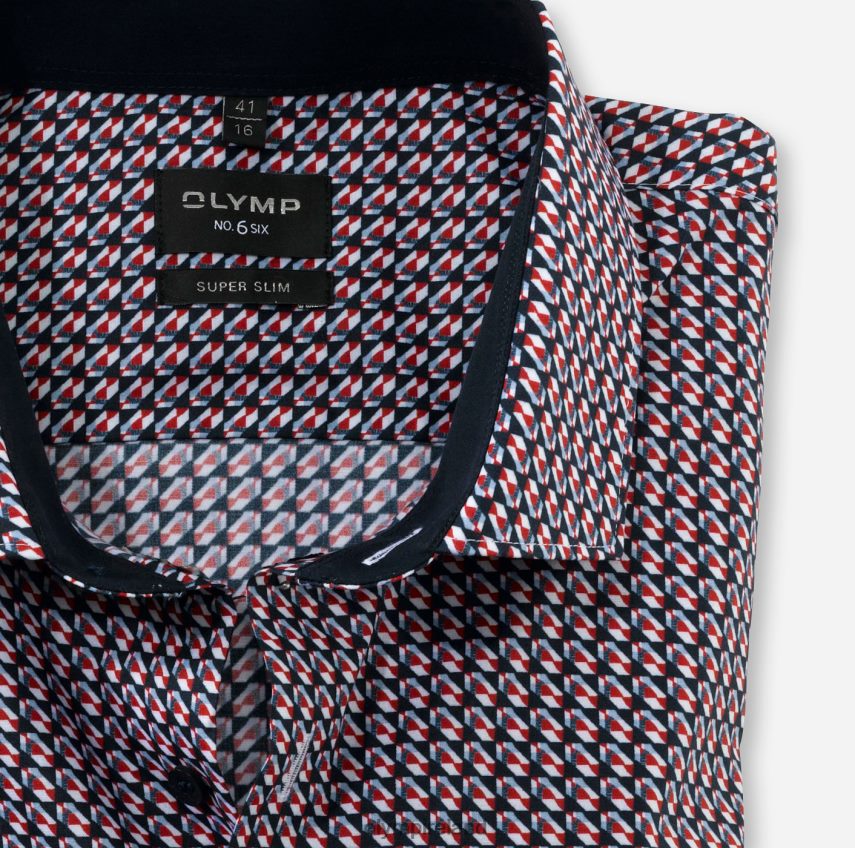 Clothing OLYMP No. Six Super Slim, Business Shirt, Modern Kent, Red 24L84628